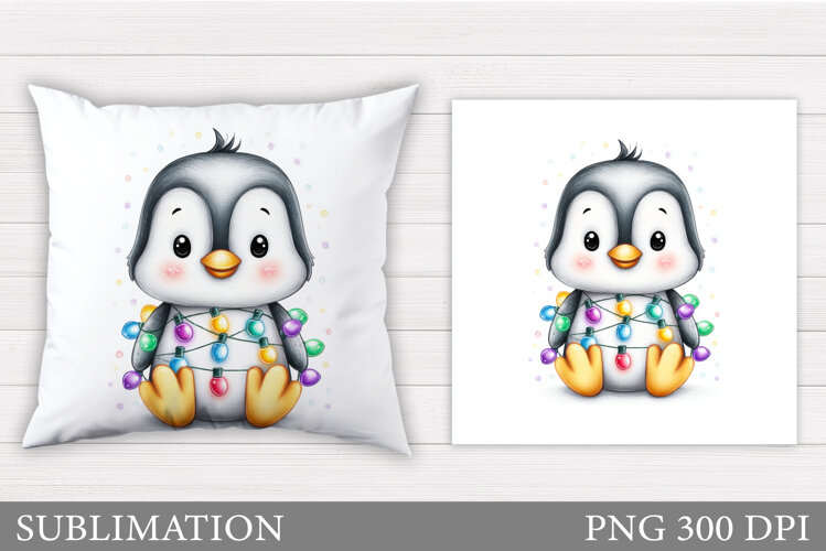Christmas Penguin Pillow. Christmas Pillow Sublimation example image 1