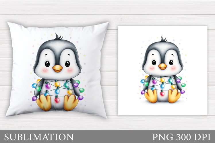 Christmas Penguin Pillow. Christmas Pillow Sublimation