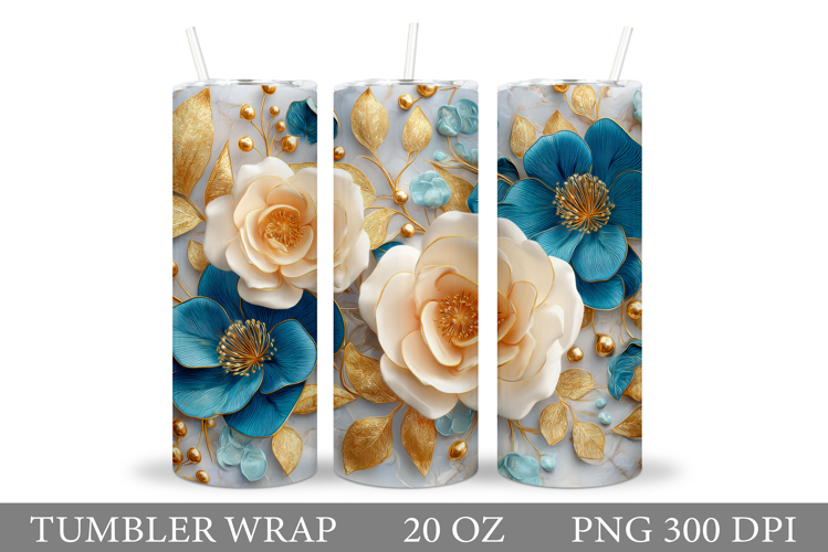 Flowers Tumbler Sublimation. Floral Tumbler Design