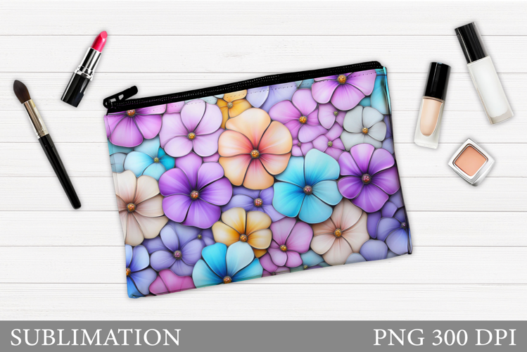 Flowers Makeup Bag Sublimation. Floral Makeup Bag Design