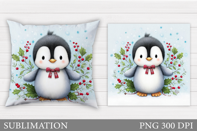 Christmas Penguin Pillow. Christmas Pillow Design