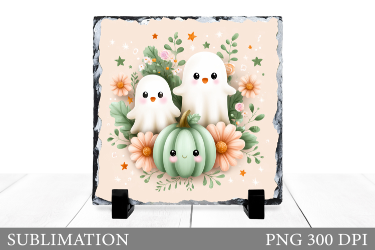 Cute Ghost Slate Design. Halloween Slate Sublimation
