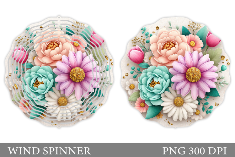 Floral Wind Spinner Sublimation. Flowers Wind Spinner Design