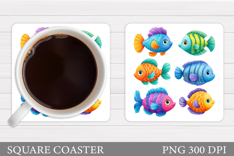 Cute Fish Coaster Design. Cute Fish Sublimation