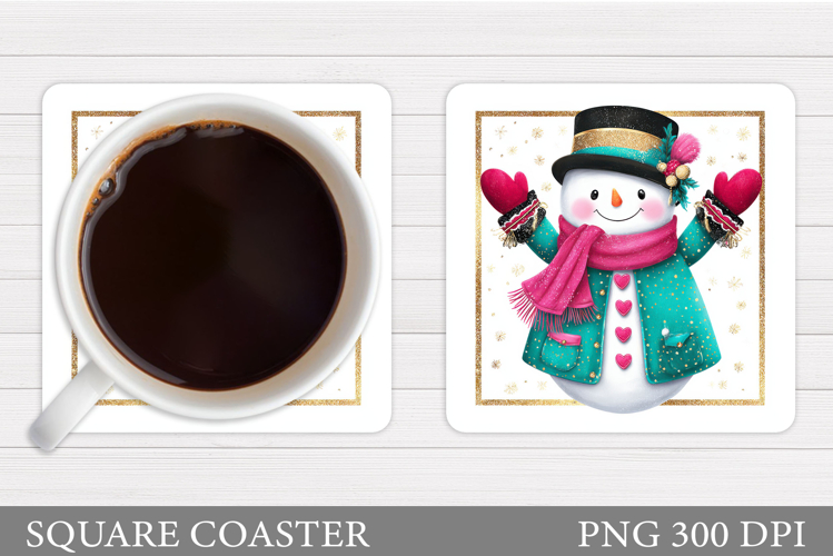 Snowman Coaster Design. Christmas Coaster Sublimation
