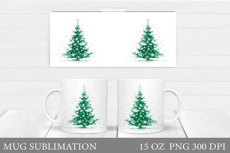 Christmas Tree Mug Design. Christmas Tree Mug Sublimation