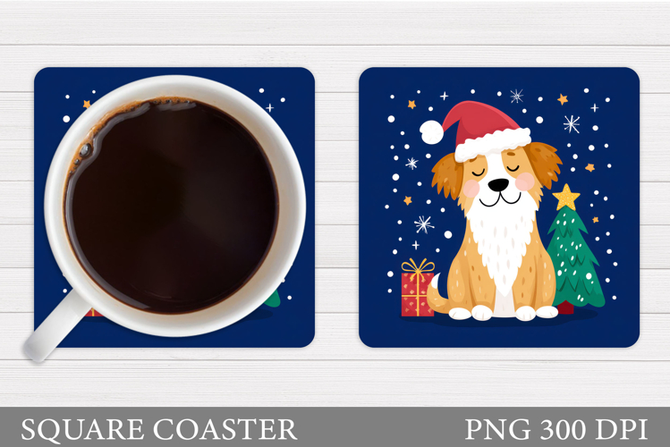 Christmas Dog Coaster. Christmas Coaster Sublimation