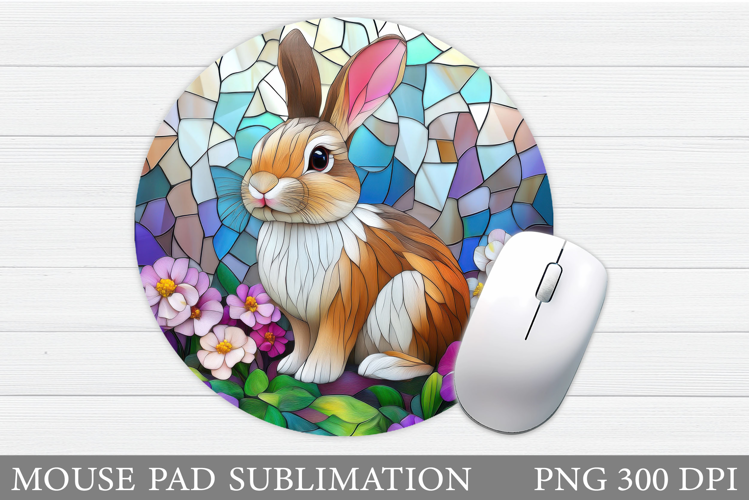 Cute Bunny Mouse Pad. Bunny Flowers Mouse Pad Sublimation
