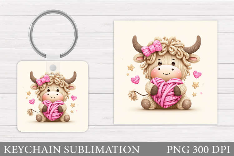 Valentines Cow Keychain. Valentine Keychain Design