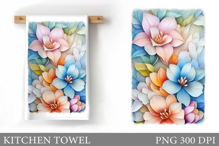 Flowers Kitchen Towel Design. Kitchen Towel Sublimation