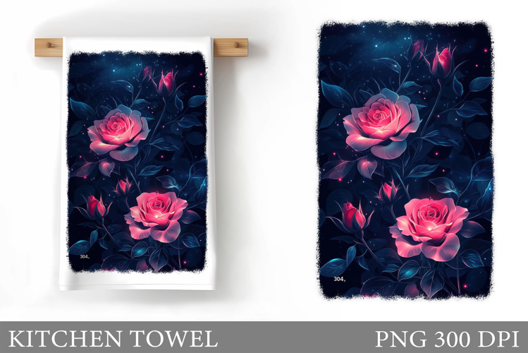 Roses Kitchen Towel. Flowers Kitchen Towel Design