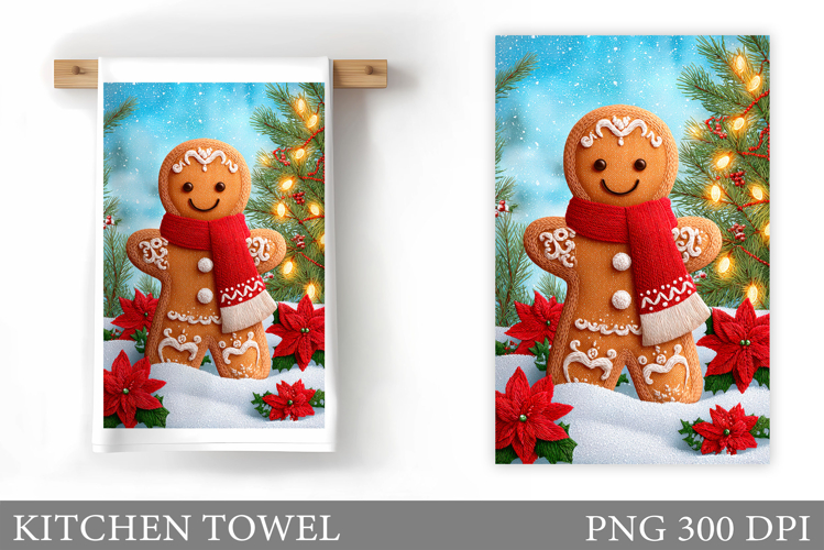 Gingerbread Kitchen Towel. Christmas Kitchen Towel Design