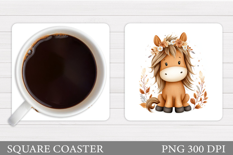 Horse Coaster Design. Horse Flowers Coaster Sublimation