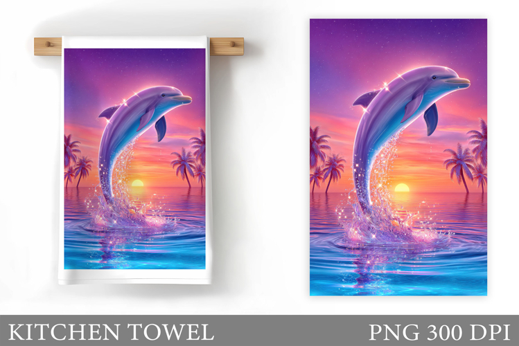 Dolphin Kitchen Towel. Sea Kitchen Towel Design