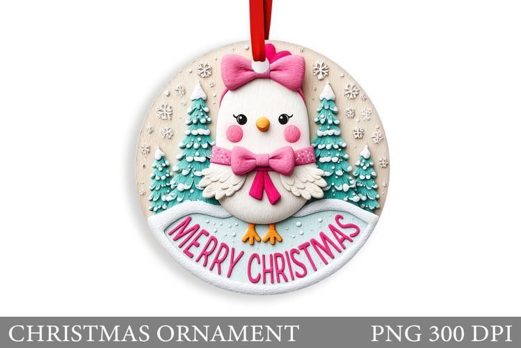 Cute Chicken Christmas Ornament. Christmas Sublimation