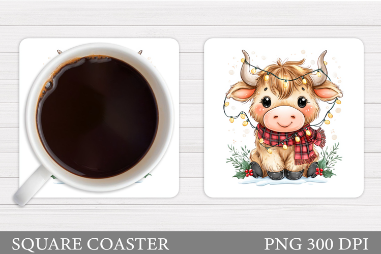 Christmas Cow Coaster. Christmas Cow Coaster Sublimation