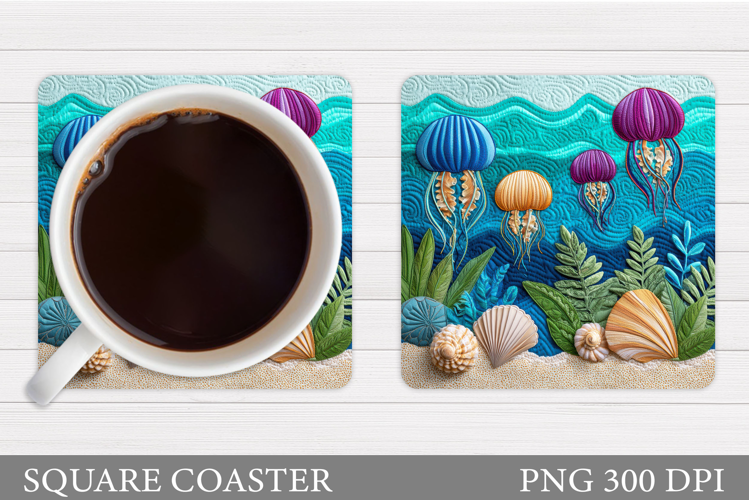 Jellyfish Coaster Sublimation. Sea Coaster Design