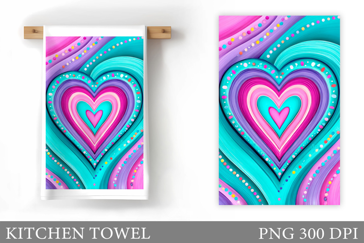 Heart Kitchen Towel Sublimation. Valentines Kitchen Towel