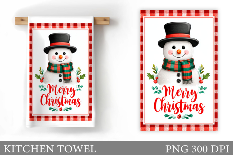 Snowman Kitchen Towel Design. Christmas Kitchen Towel