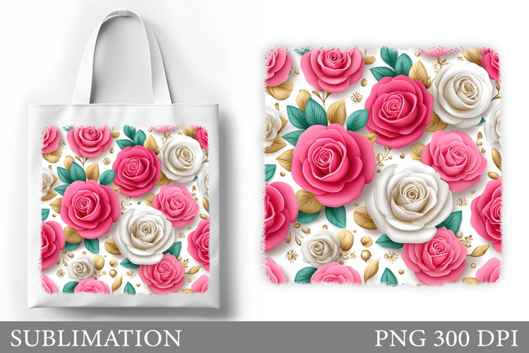Roses Tote Bag Design. Flowers Roses Sublimation