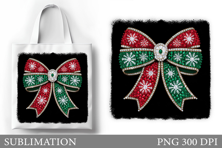 Christmas Bow Tote Bag. Christmas Tote Bag Sublimation