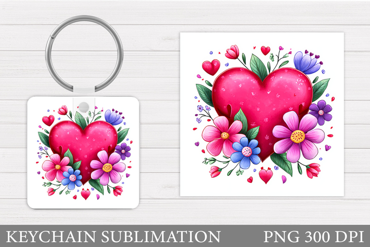Heart Keychain Design. Valentine Keychain Sublimation