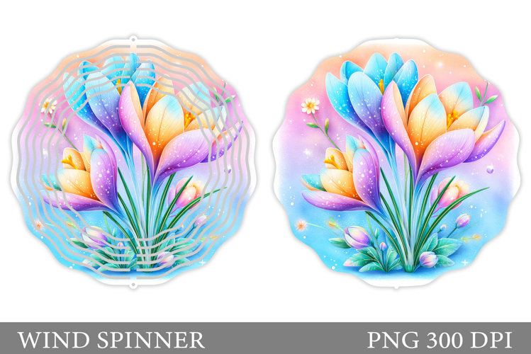 Crocus Wind Spinner Sublimation. Flowers Wind Spinner Design