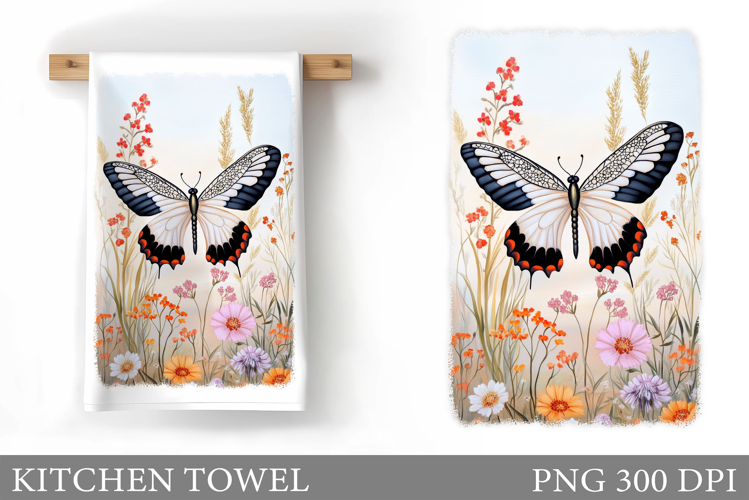 Butterfly Kitchen Towel Design. Butterfly Sublimation