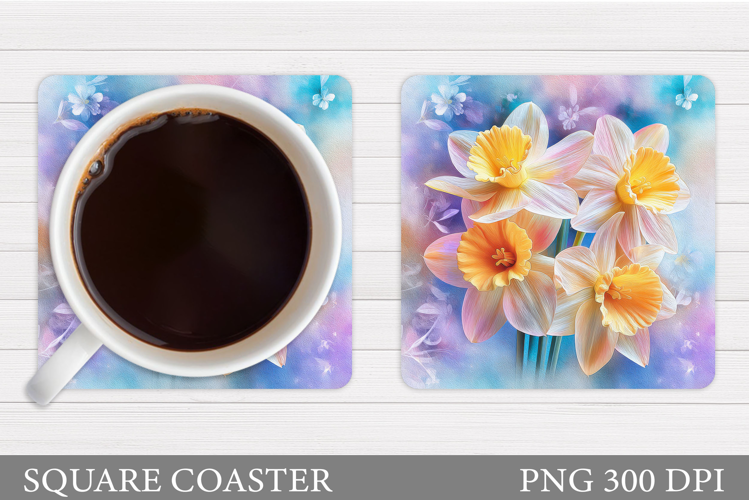 Daffodils Coaster Design. Flowers Coaster Sublimation