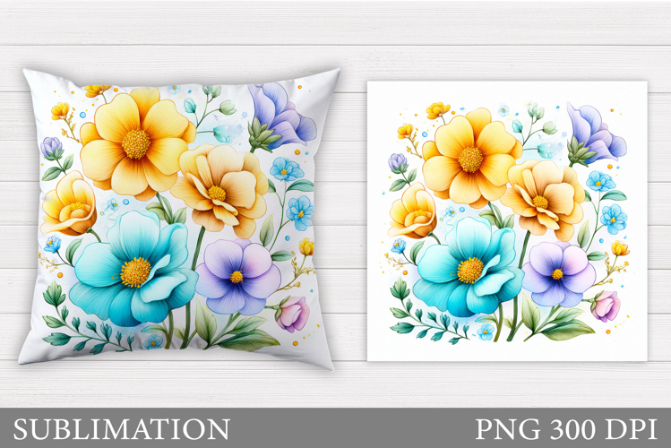 Floral Pillow Sublimation. Flowers Sublimation