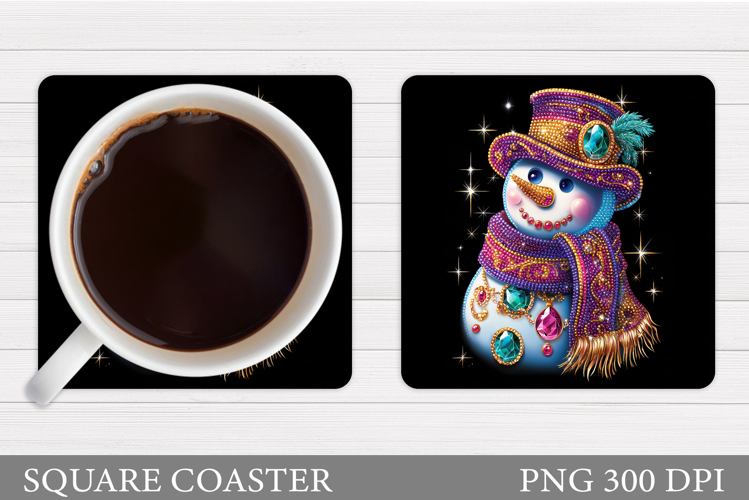 Sparkling Snowman Coaster. Christmas Coaster Sublimation