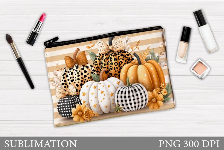 Pumpkin Makeup Bag Sublimation. Pumpkin Cosmetics Bag example image 1