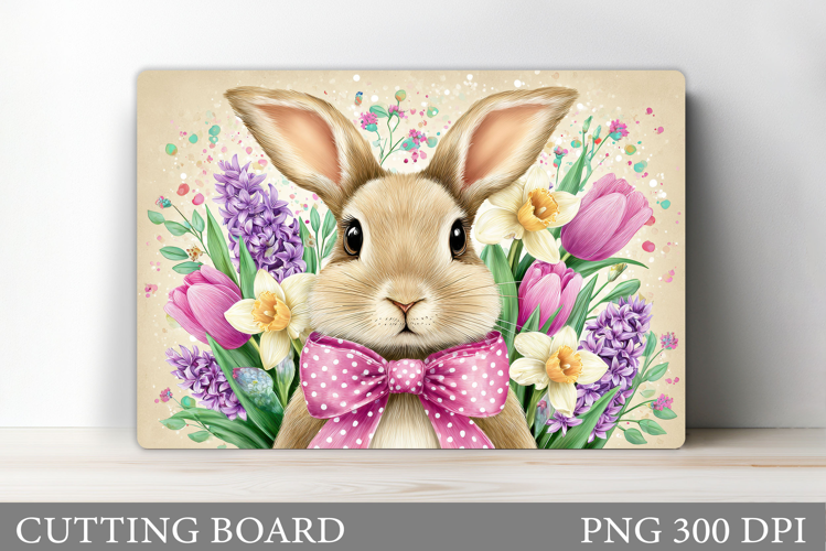 Cute Bunny Cutting Board. Bunny Flowers Cutting Board Design