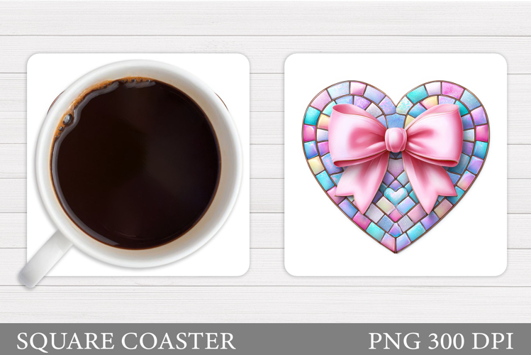 Hearts Coaster Sublimation. Hearts Square Coaster Design