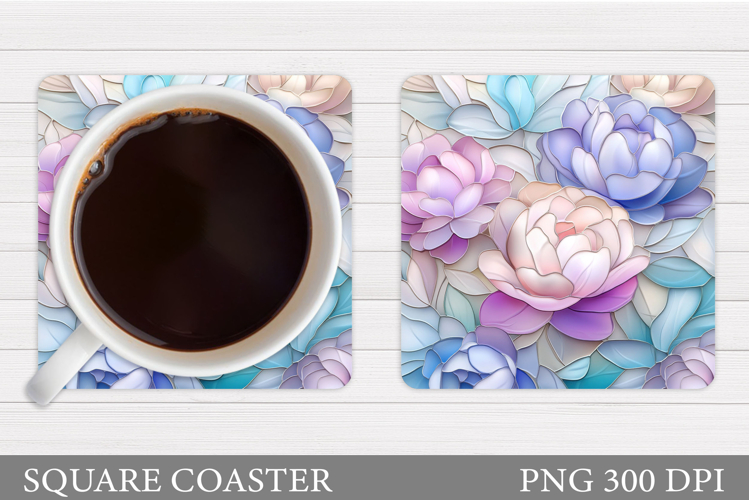 Floral Coaster Design. Flowers Coaster Sublimation