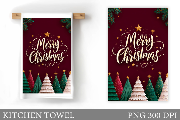 Christmas Tree Kitchen Towel. Christmas Deer Kitchen Towel