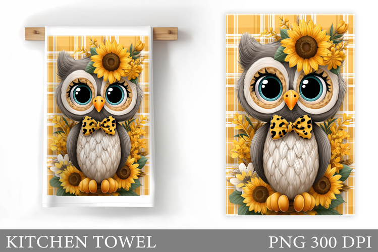 Cute Owl Kitchen Towel Design. Cute Owl Sublimation