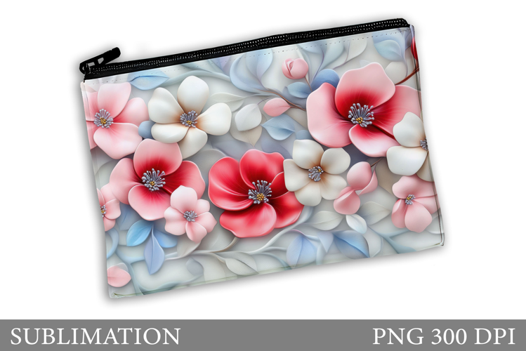 Flowers Makeup Bag Design. Flowers Cosmetics Bag Sublimation