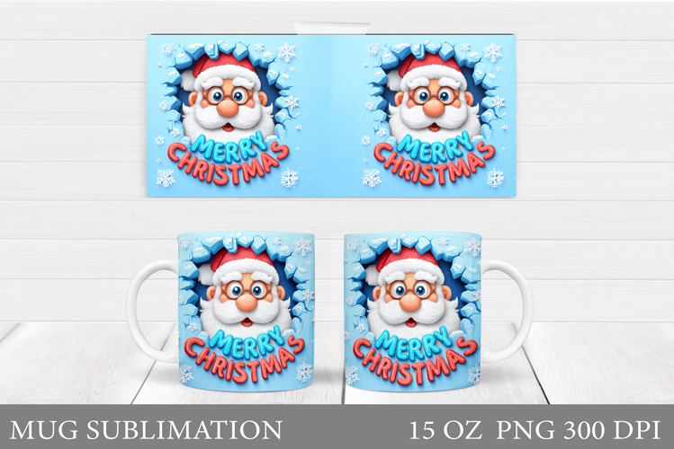 Santa Claus Mug Design. Christmas Mug Sublimation