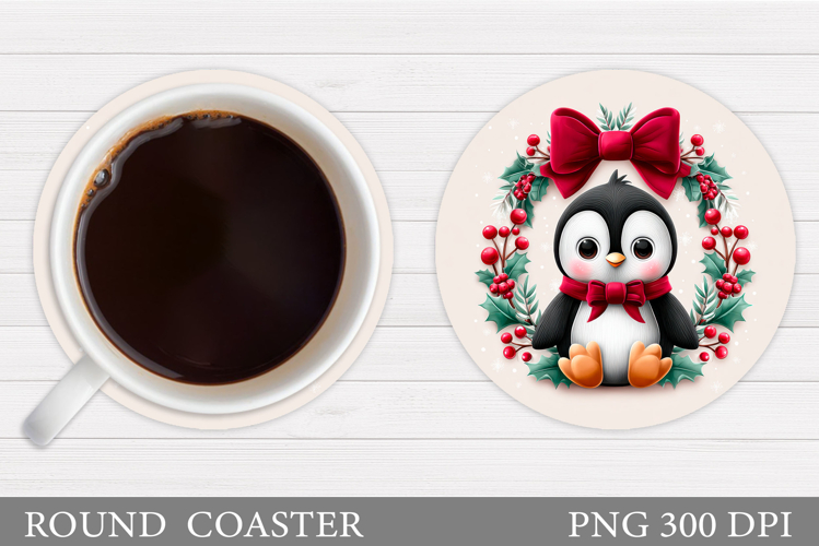 Christmas Penguin Coaster. Christmas Coaster Design