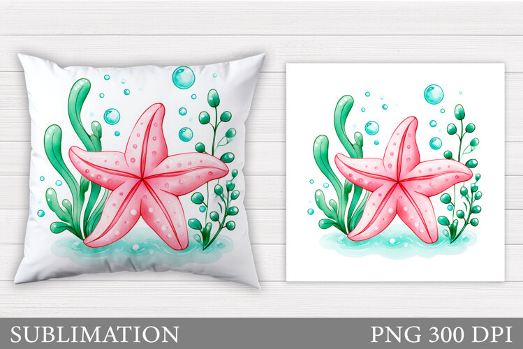 Cute Starfish Pillow Design. Starfish Sublimation example image 1
