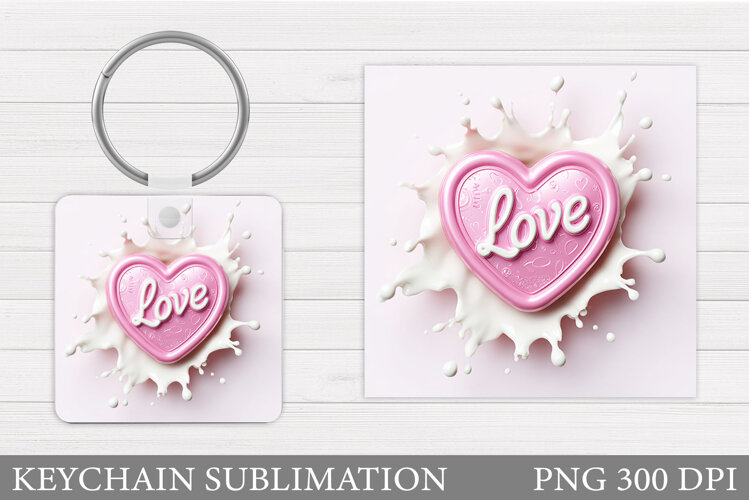 Heart Keychain Design. Valentine Keychain Sublimation example image 1
