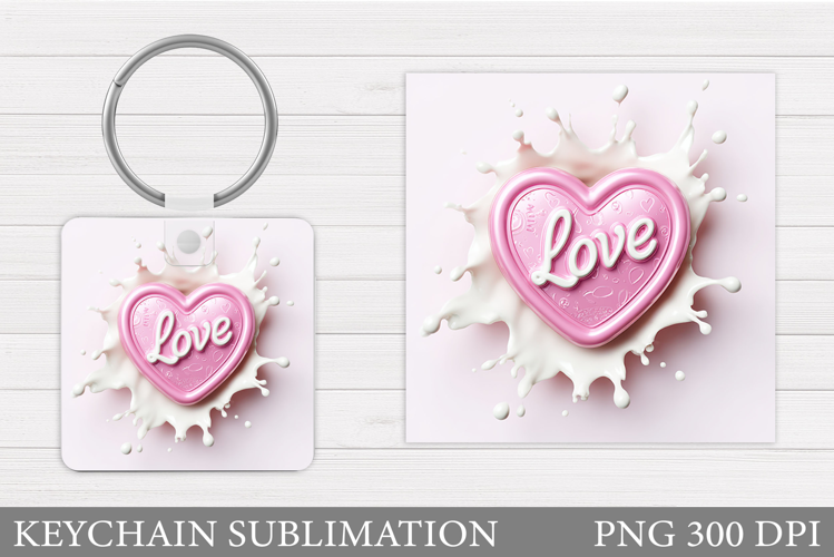 Heart Keychain Design. Valentine Keychain Sublimation
