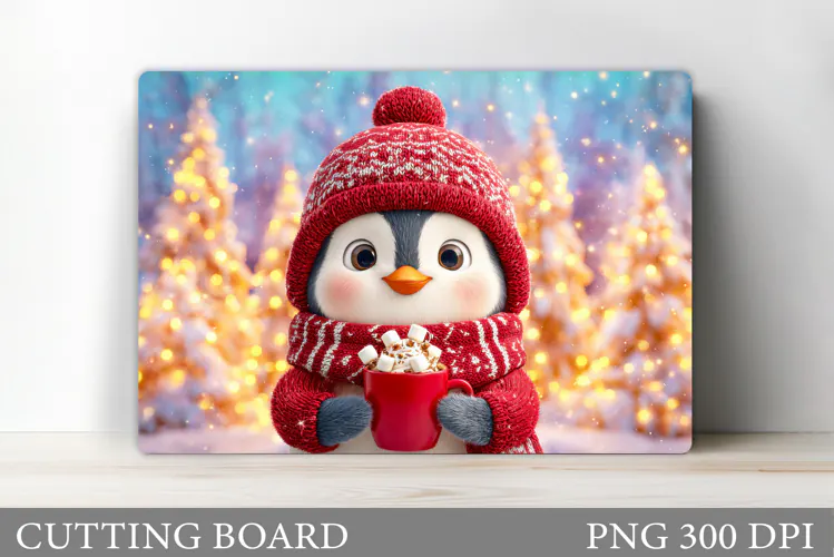 Christmas Penguin Cutting Board. Christmas Cutting Board