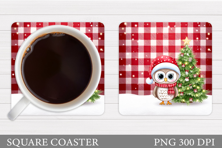 Christmas Owl Coaster Design. Christmas Coaster Sublimation