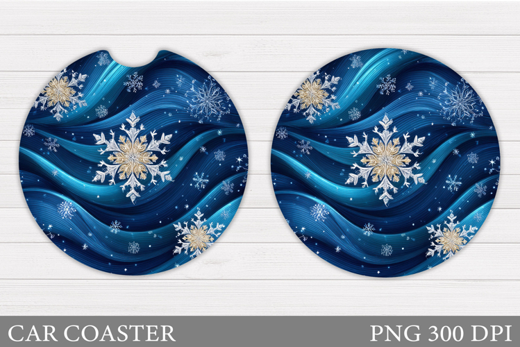 Snowflakes Car Coaster Design. Christmas Car Coaster