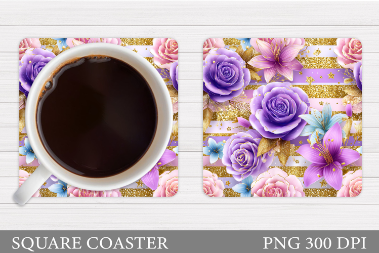 Roses Coaster Design. Flowers Coaster Sublimation