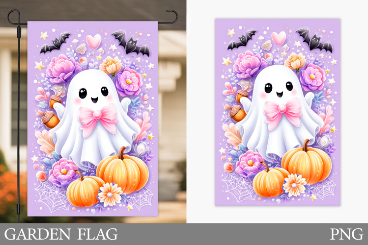 Cute Ghost Garden Flag. Halloween Garden Flag Design