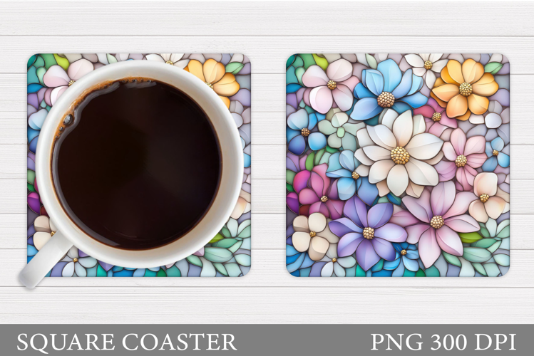 Floral Coaster Design. Flowers Coaster Sublimation