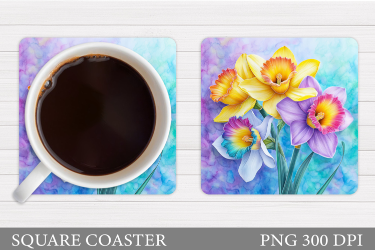 Daffodils Coaster Design. Flowers Coaster Sublimation